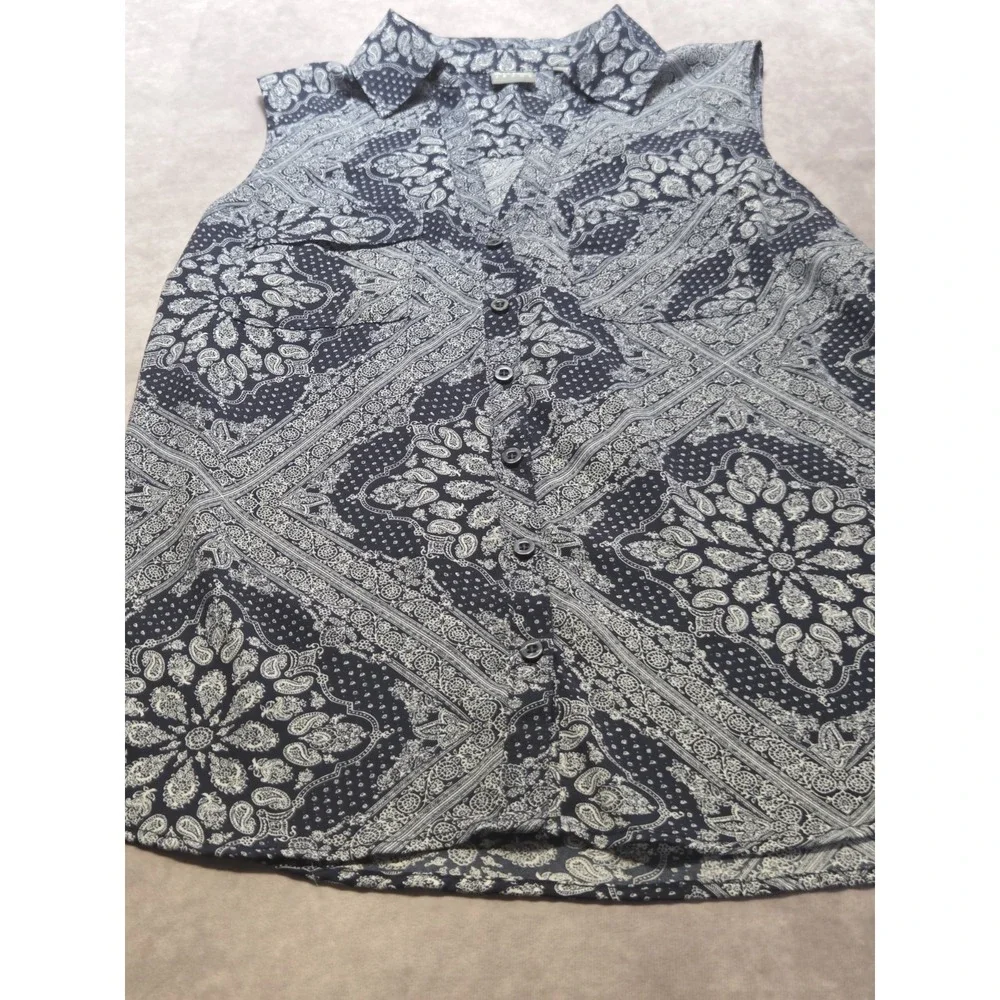 Soho New York & Company Womens Blouse Multicolor Paisley Sleeveless Zip L